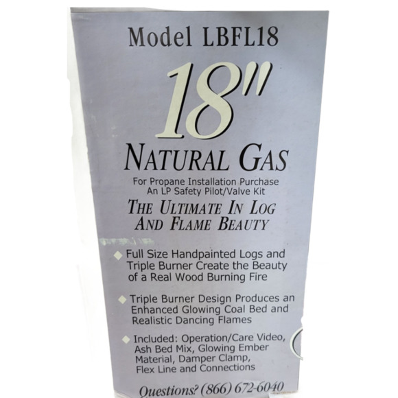 Vangaurd LBFL18 Comfort Glow 18" Vented Natural Gas Log System Shenandoah Oak - Picture 3 of 5